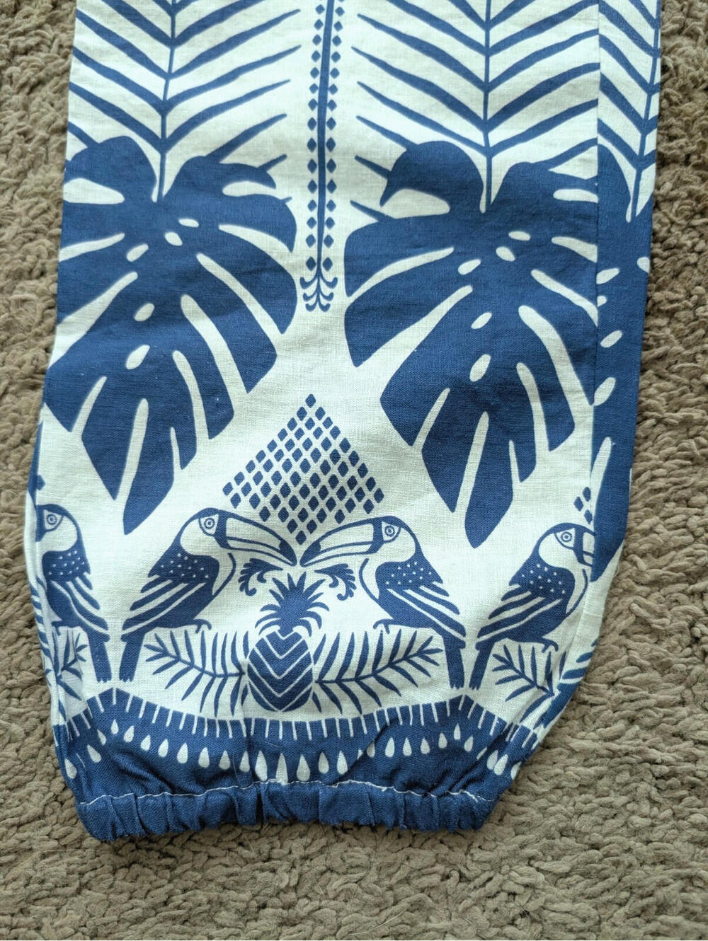 Farm Rio x Anthropologie Tropez Jogger Pants SP Blue Tropical NWT Linen - Picture 4 of 7